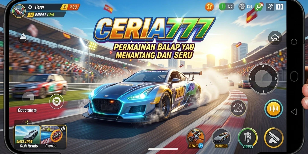 Tampilan gameplay balapan yang seru dan mendebarkan di CERIA777.