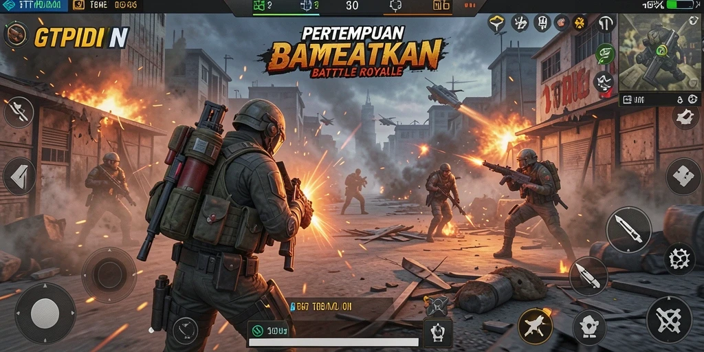 Gameplay intens GTPIDN dalam pertempuran Battle Royale.