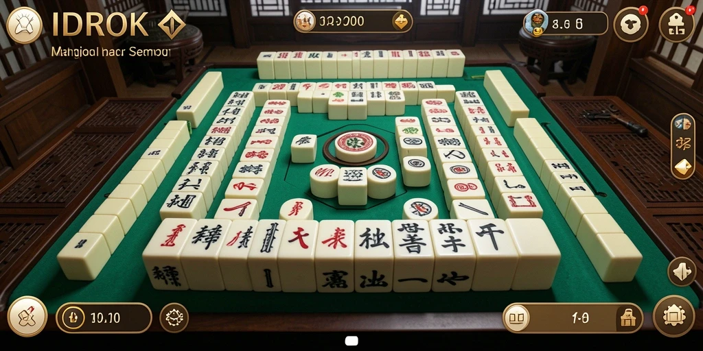 Screenshot gameplay IDROK menunjukkan momen seru mencocokkan ubin Mahjong.