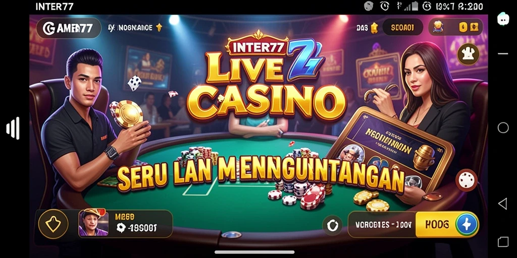 Tampilan screenshot INTER77 yang menampilkan dealer langsung dan permainan kasino.