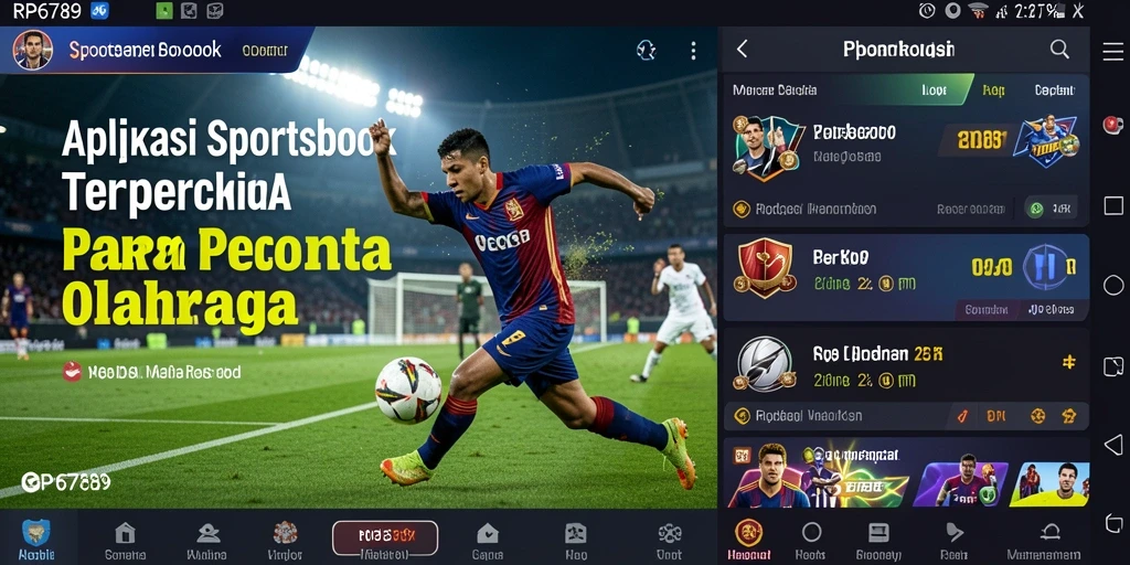 Tampilan gameplay utama dari RP6789 dengan fitur Sportsbook yang menarik.
