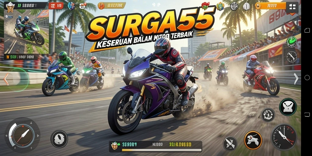 Tampilan gameplay MOTOR RACING yang seru di SURGA55.