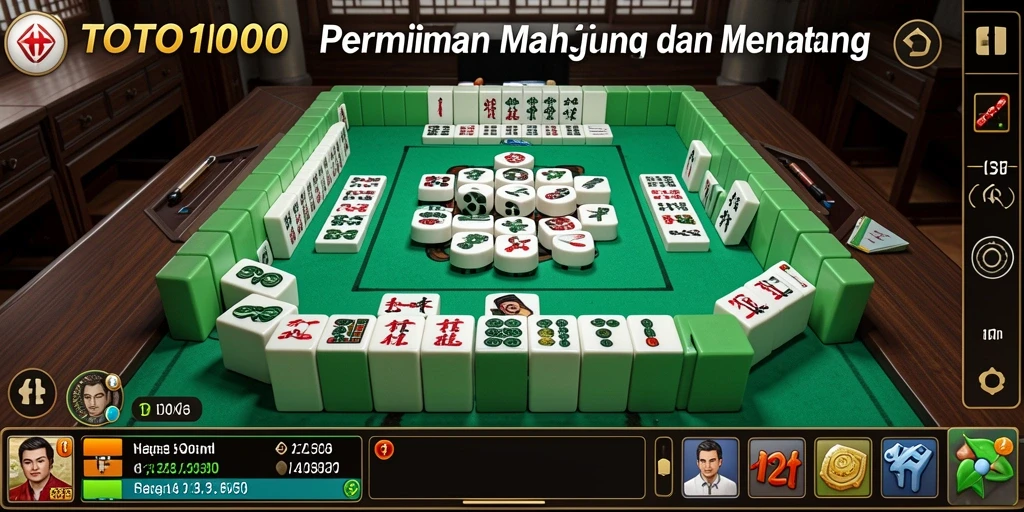 Screenshot utama TOTO1000 menampilkan gameplay Mahjong yang menegangkan.