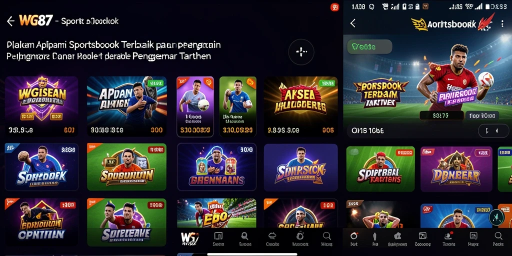 Screenshot utama WG87 menampilkan tampilan taruhan olahraga yang menarik.